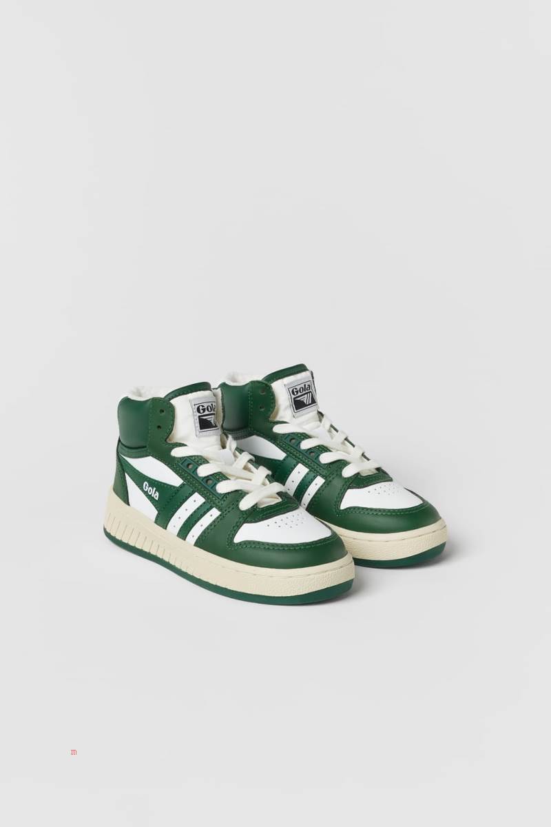 ZARA GOLA X ZARA LEATHER HIGH-TOP Sneakers Pojke Gröna | GAXNP-5960