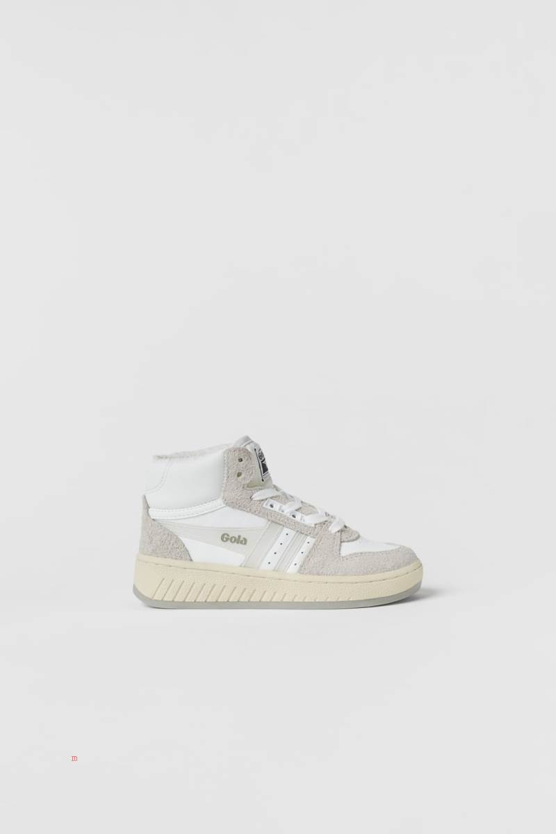ZARA GOLA X ZARA LEATHER HIGH-TOP Sneakers Tjej Vita | PZBWY-3410