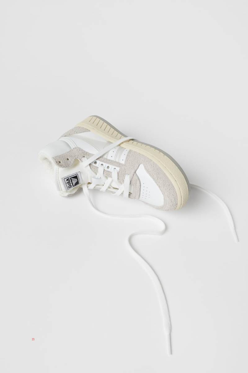 ZARA GOLA X ZARA LEATHER HIGH-TOP Sneakers Tjej Vita | PZBWY-3410