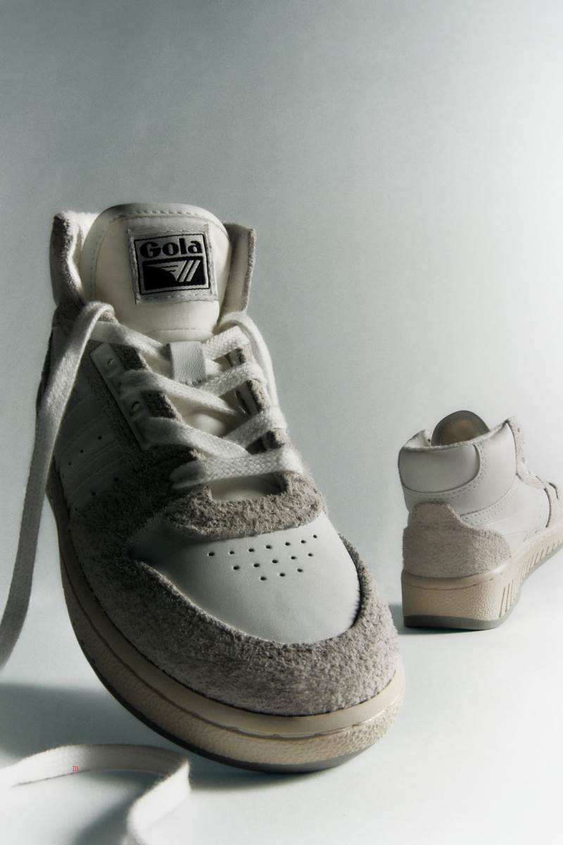 ZARA GOLA X ZARA LEATHER HIGH-TOP Sneakers Tjej Vita | PZBWY-3410