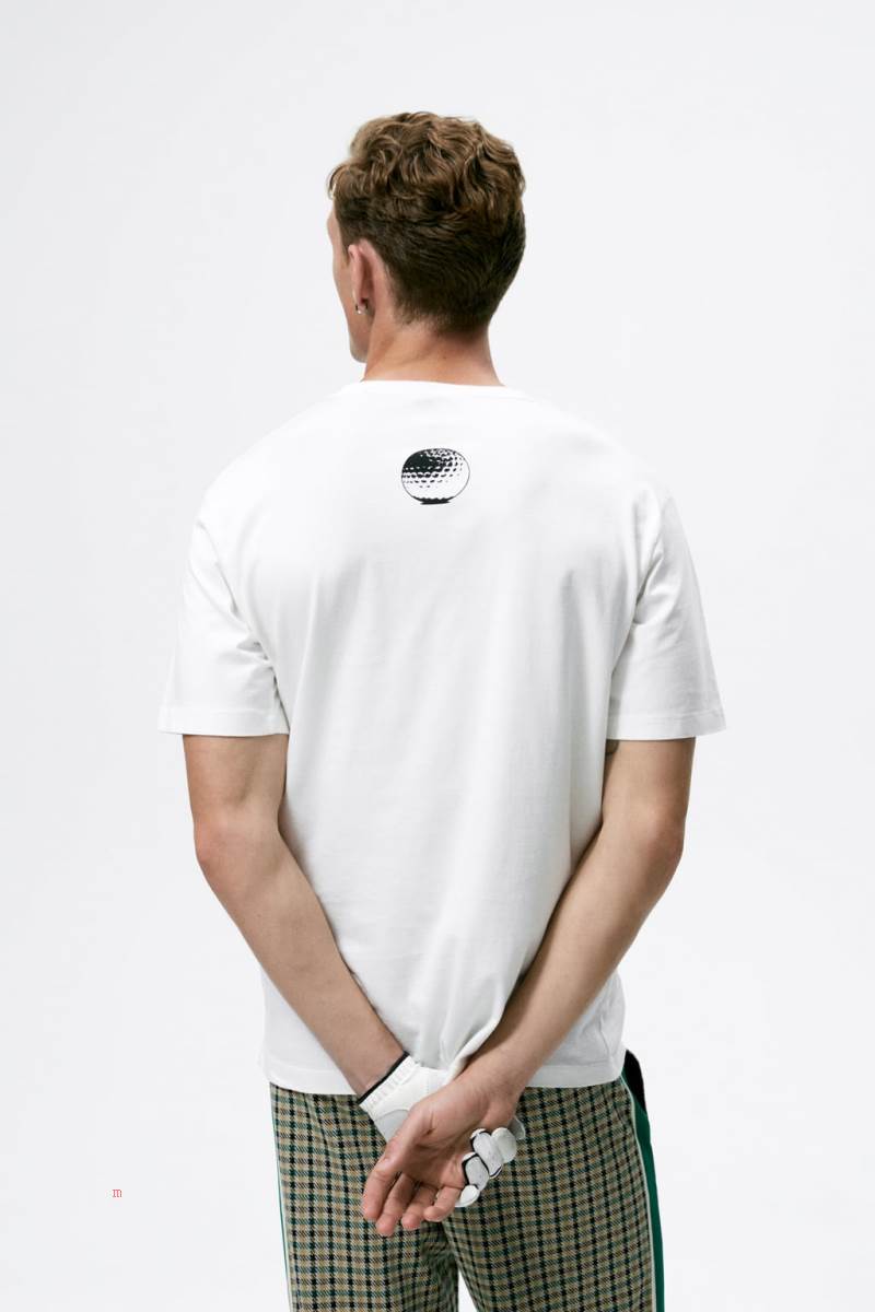 ZARA GOLF PRINT T-shirt Herr Vita | XRTVA-5062