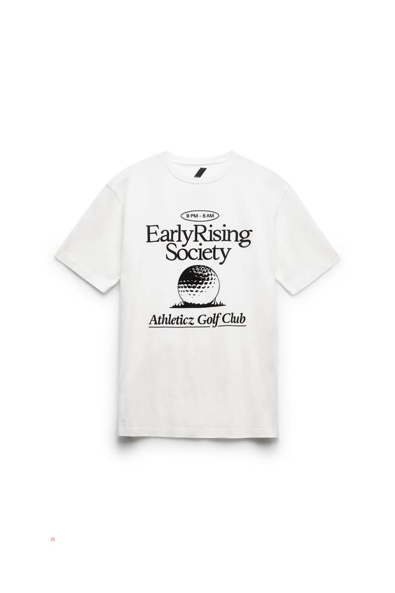 ZARA GOLF PRINT T-shirt Herr Vita | XRTVA-5062