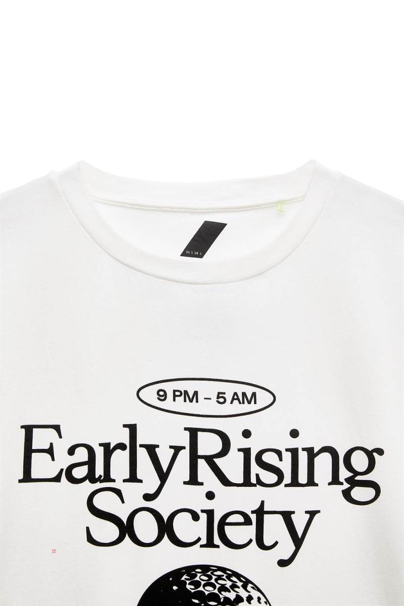 ZARA GOLF PRINT T-shirt Herr Vita | XRTVA-5062