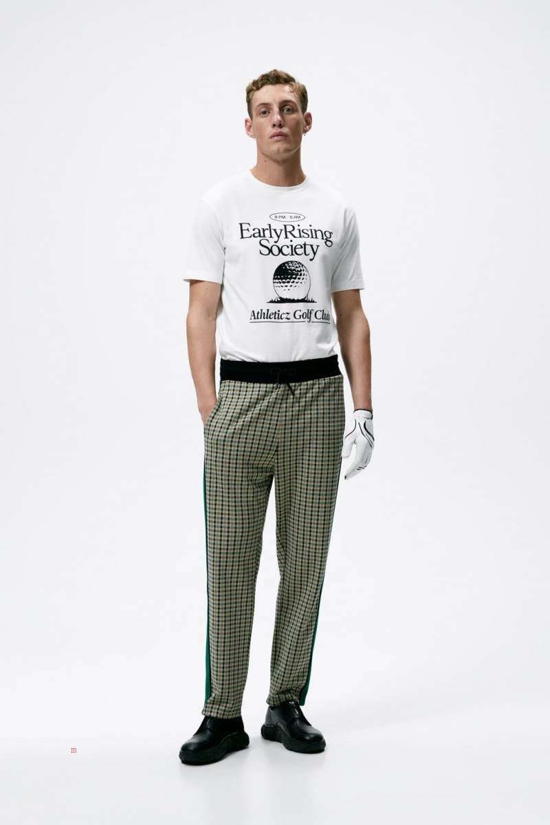 ZARA GOLF PRINT T-shirt Herr Vita | XRTVA-5062