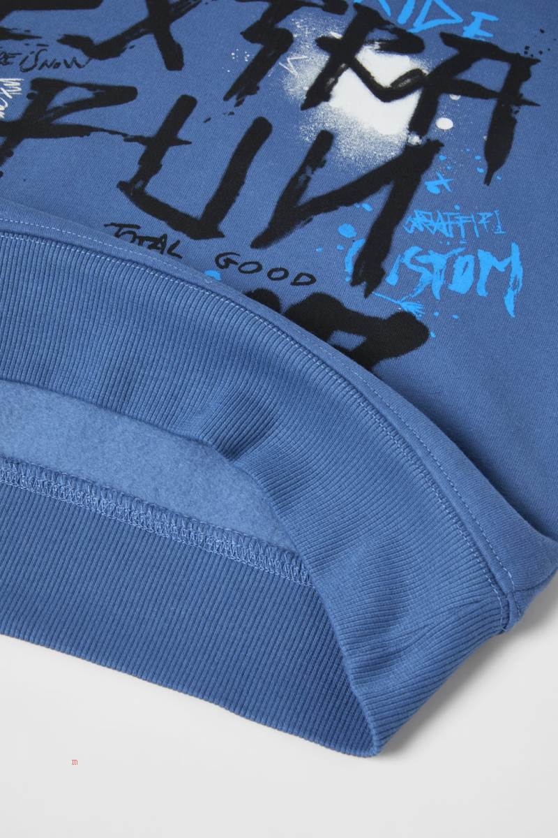 ZARA GRAFFITI Hoodie Pojke Blå | IMYFL-3712