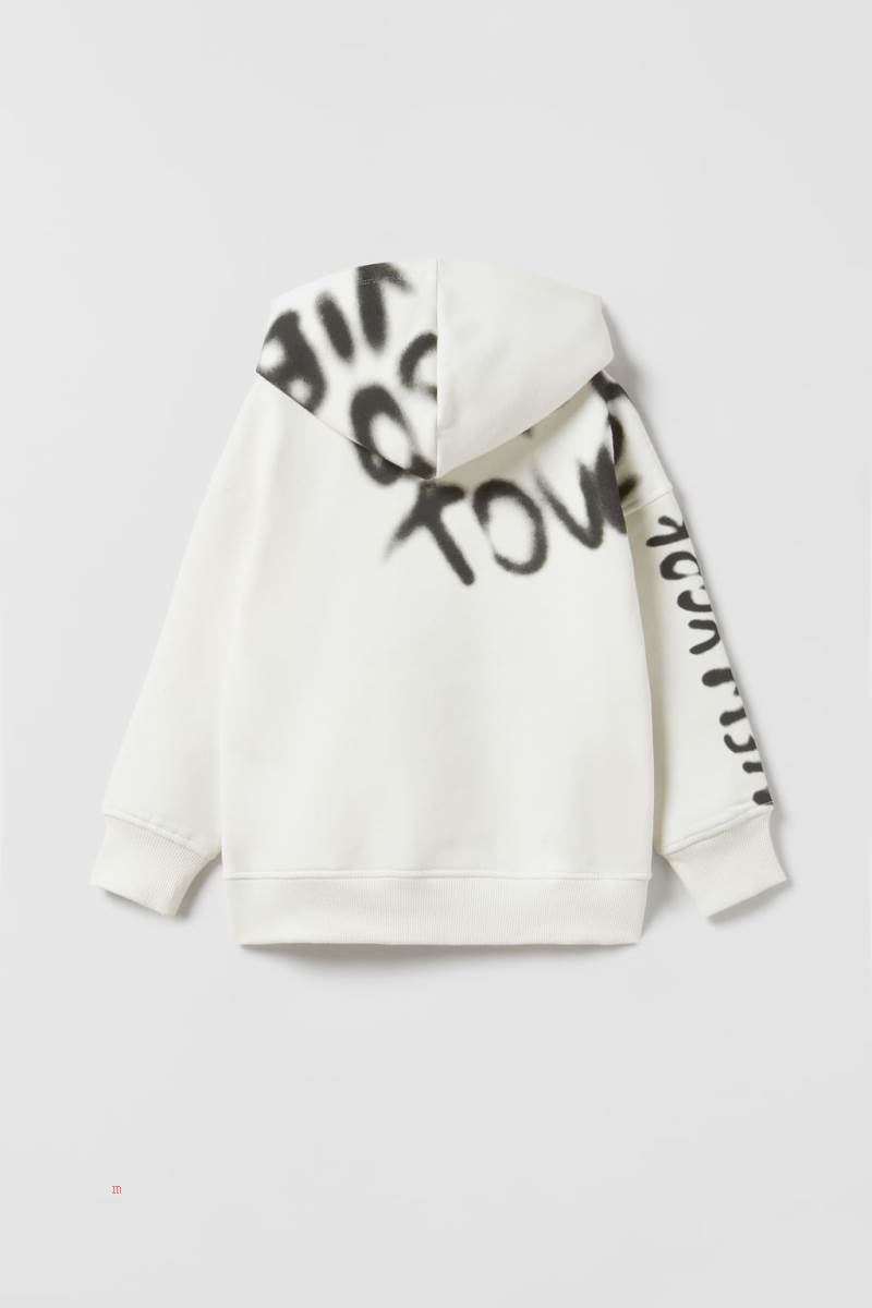 ZARA GRAFFITI Hoodie Pojke Khaki | YOMVD-9173