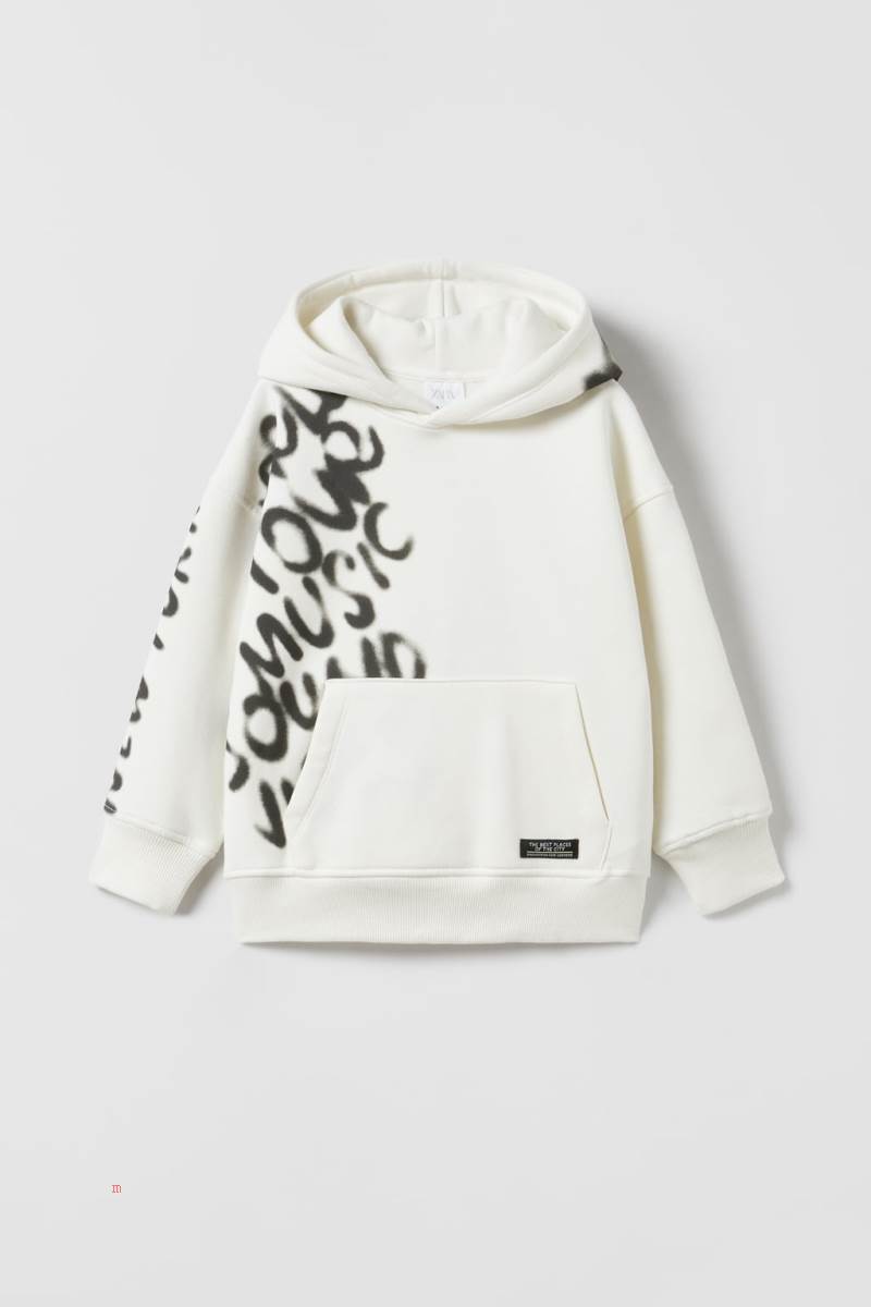 ZARA GRAFFITI Hoodie Pojke Khaki | YOMVD-9173