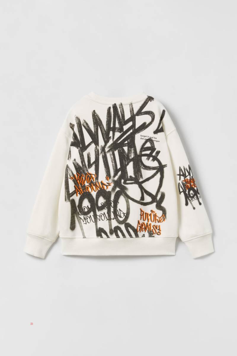 ZARA GRAFFITI Hoodie Pojke Vita | RNACH-6928