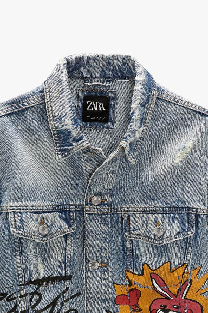 ZARA GRAFFITI PRINT Jeansjacka Herr Blå | SPLVM-9124