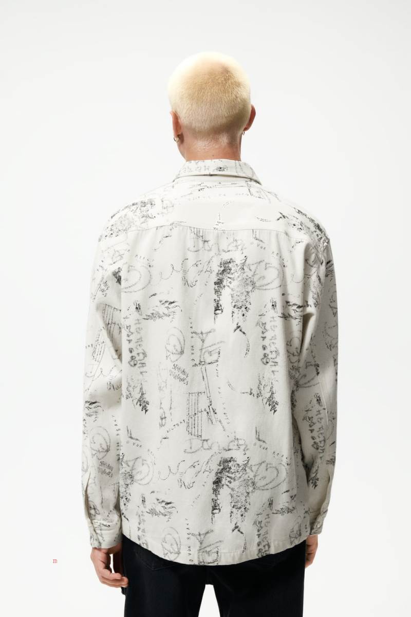 ZARA GRAFFITI PRINT Övertröja Herr Grå Vita | YGWID-7863