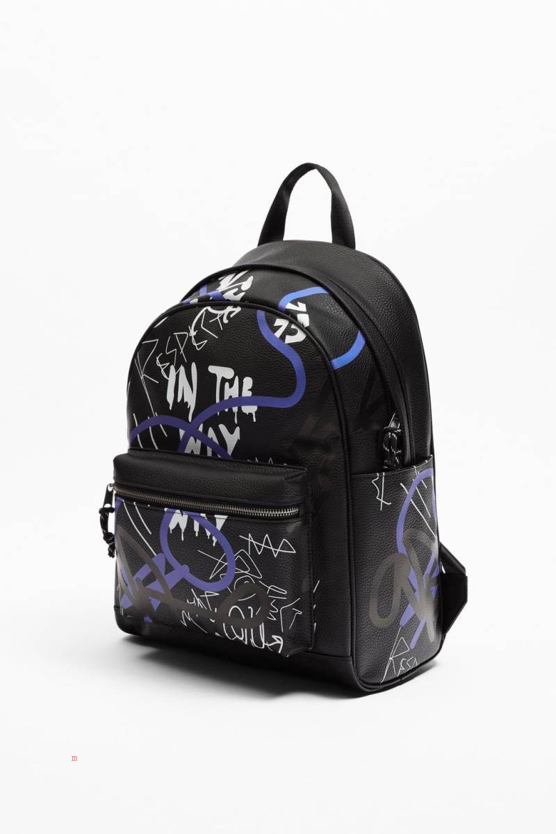 ZARA GRAFFITI Ryggsäck Herr Svarta | JLNEO-1482