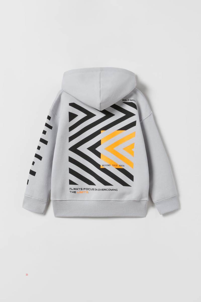 ZARA GRAFFITI STREET Hoodie Pojke Grå | RYOFH-2796