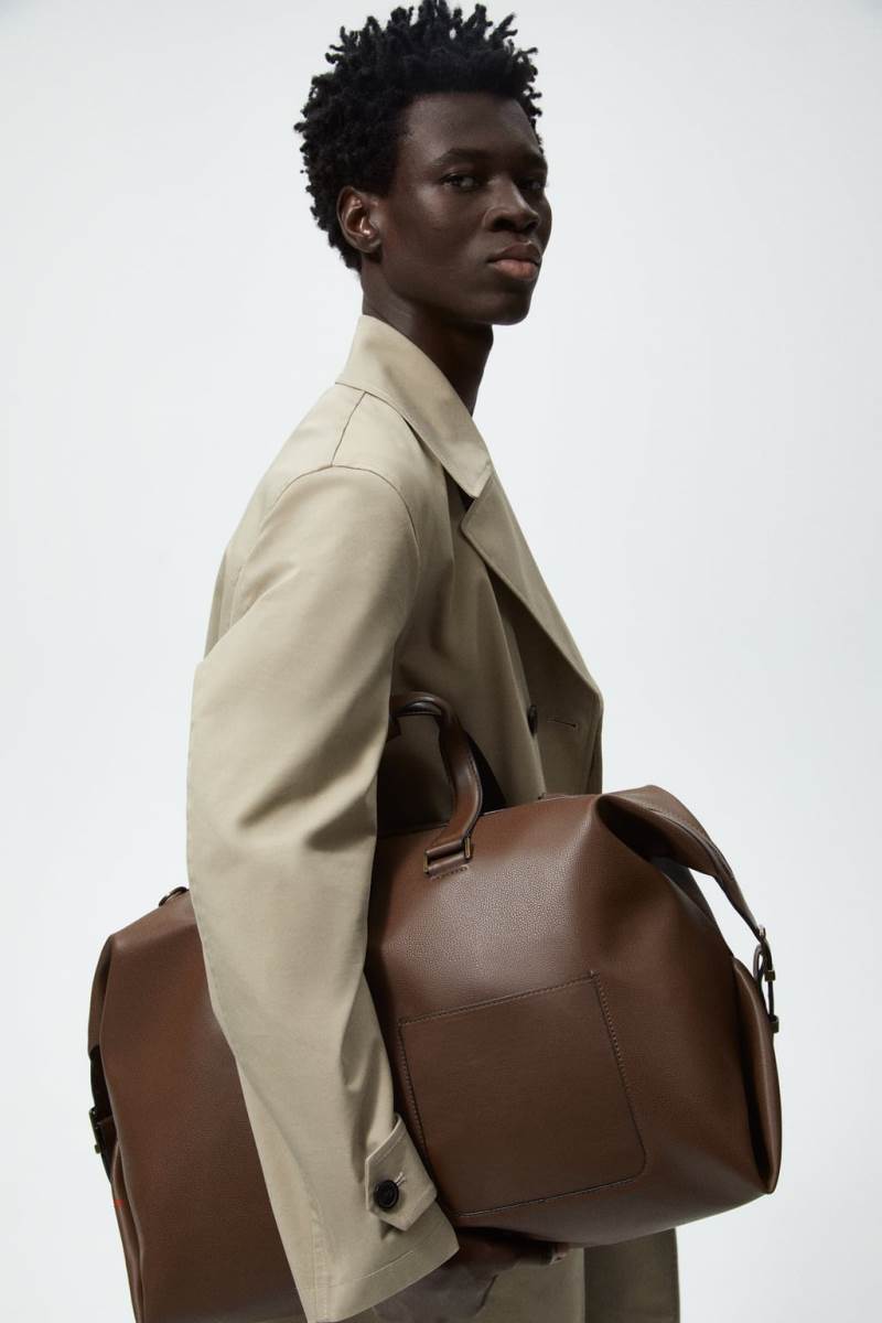 ZARA GRAINY BOWLING BAG Handväska Herr Bruna | KDNPJ-9370