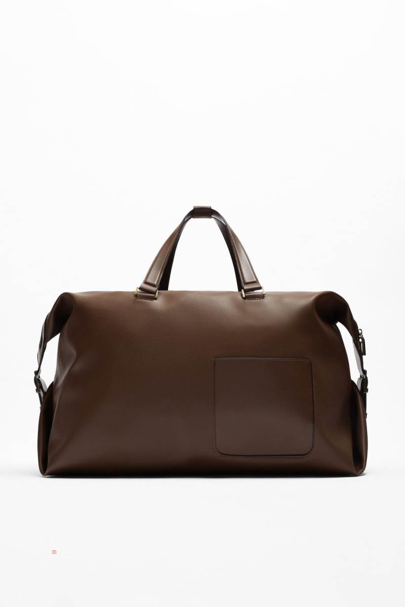 ZARA GRAINY BOWLING BAG Handväska Herr Bruna | KDNPJ-9370