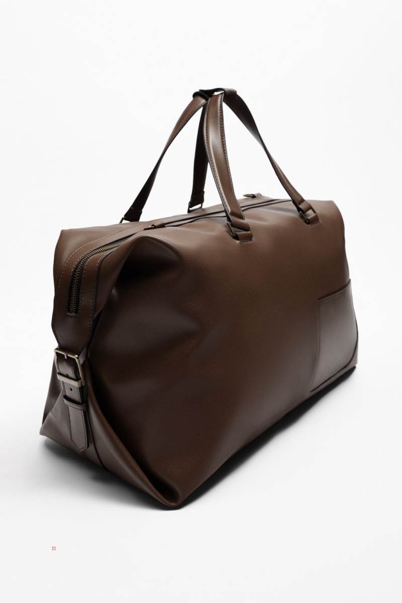 ZARA GRAINY BOWLING BAG Handväska Herr Bruna | KDNPJ-9370