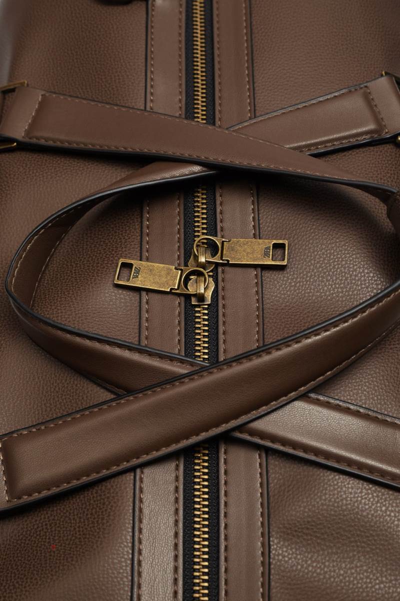 ZARA GRAINY BOWLING BAG Handväska Herr Bruna | KDNPJ-9370