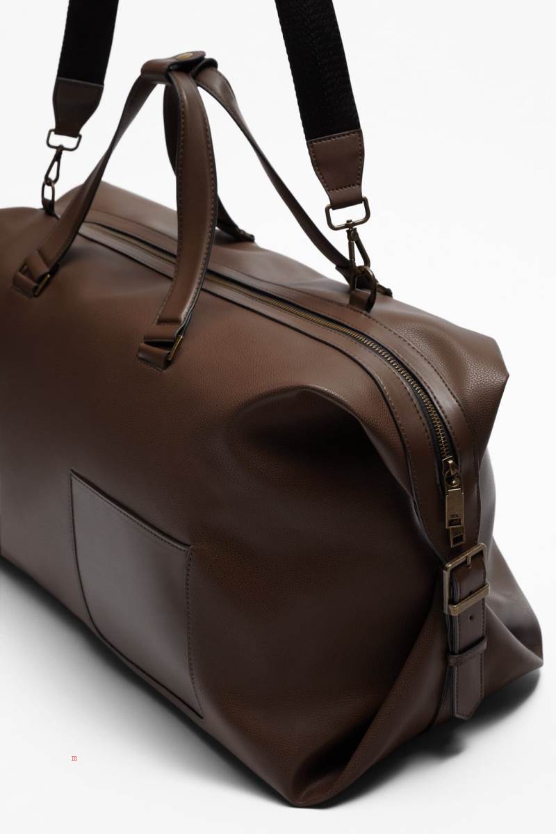 ZARA GRAINY BOWLING BAG Handväska Herr Bruna | KDNPJ-9370