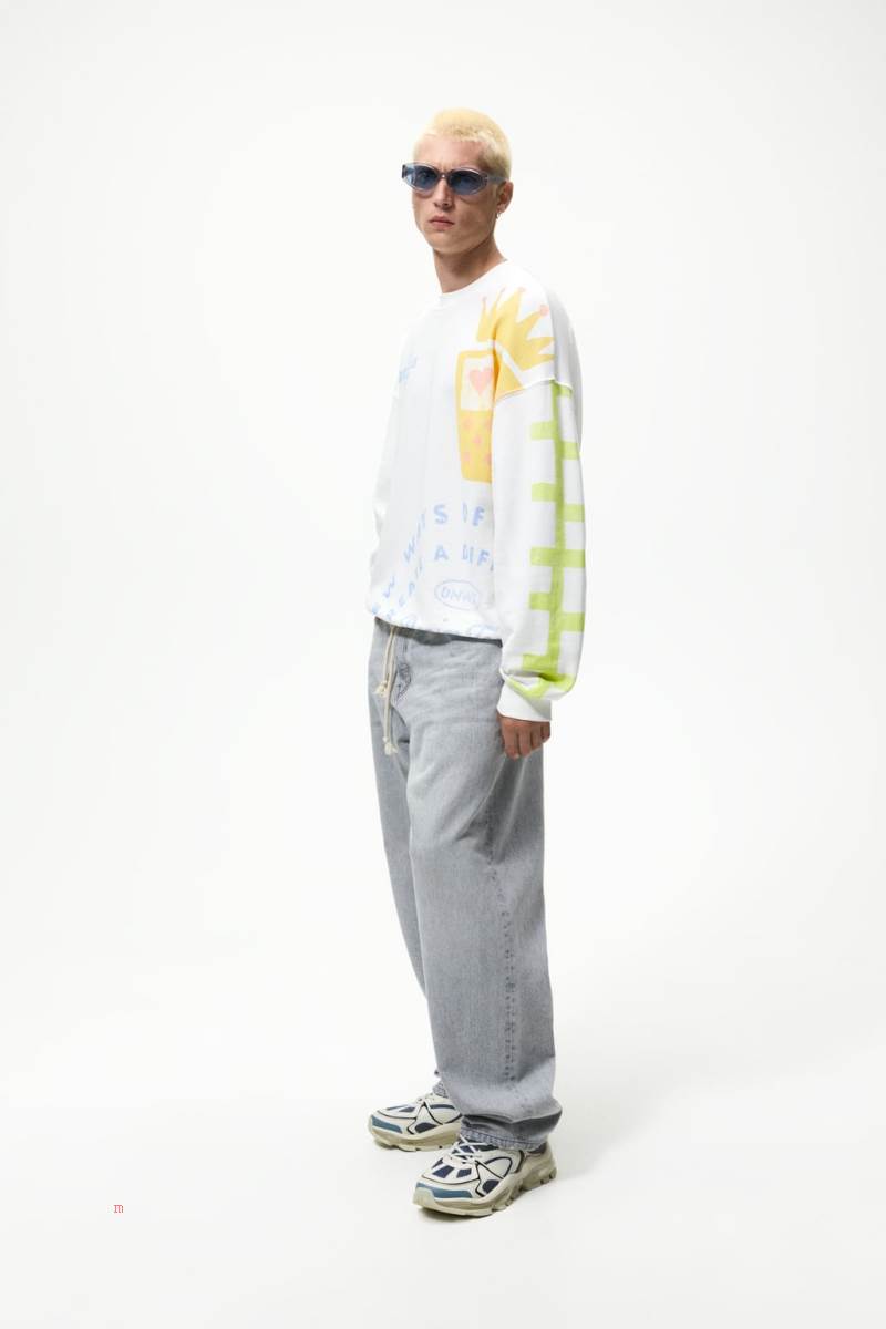 ZARA GRAPHIC PRINT Sweatshirt Herr Vita | LDPAC-3627