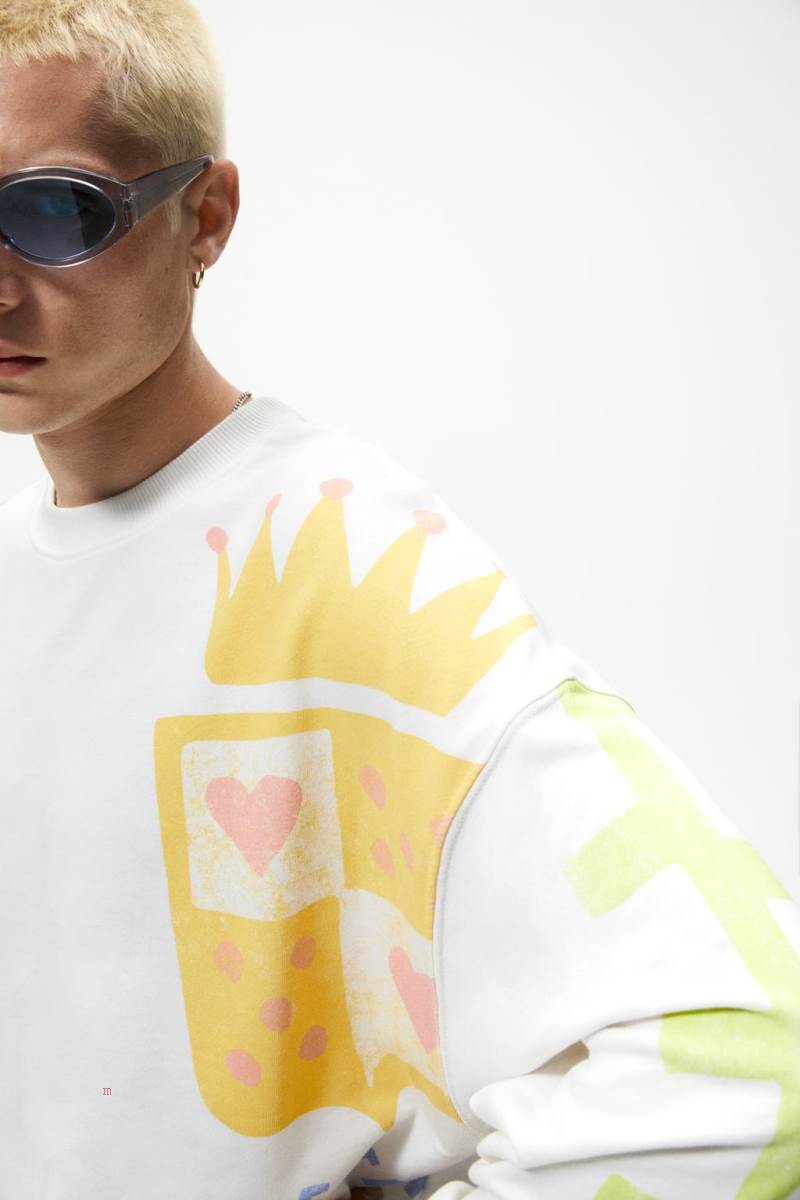 ZARA GRAPHIC PRINT Sweatshirt Herr Vita | LDPAC-3627