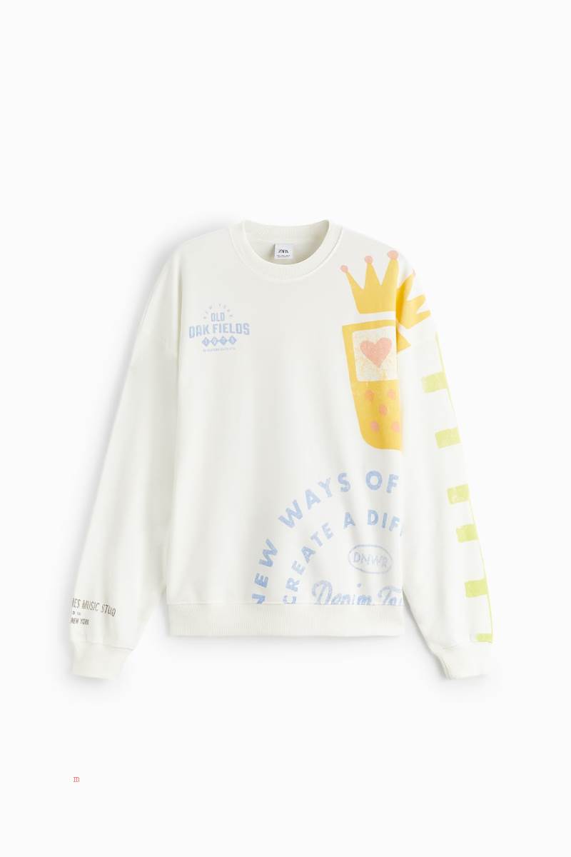 ZARA GRAPHIC PRINT Sweatshirt Herr Vita | LDPAC-3627