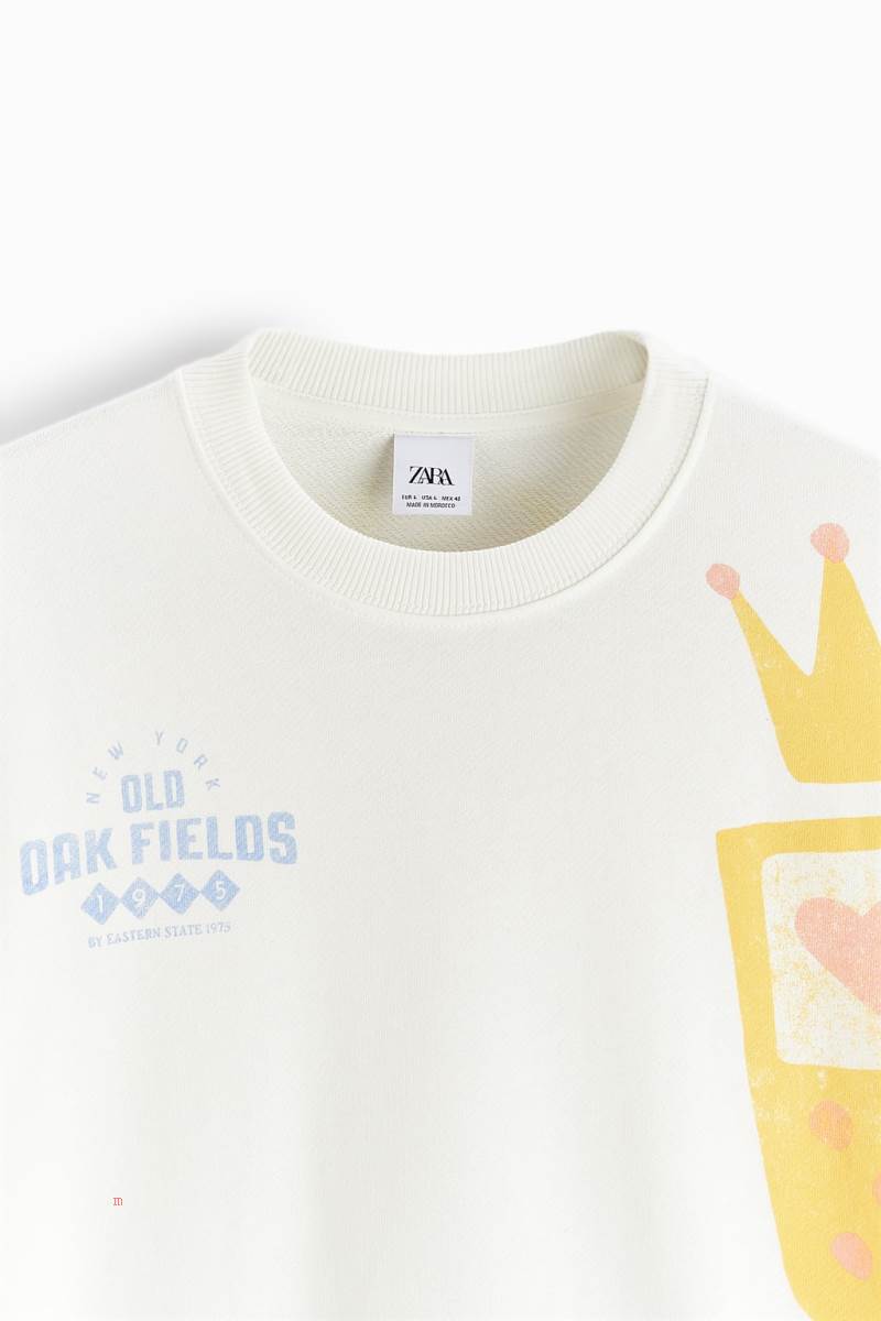 ZARA GRAPHIC PRINT Sweatshirt Herr Vita | LDPAC-3627