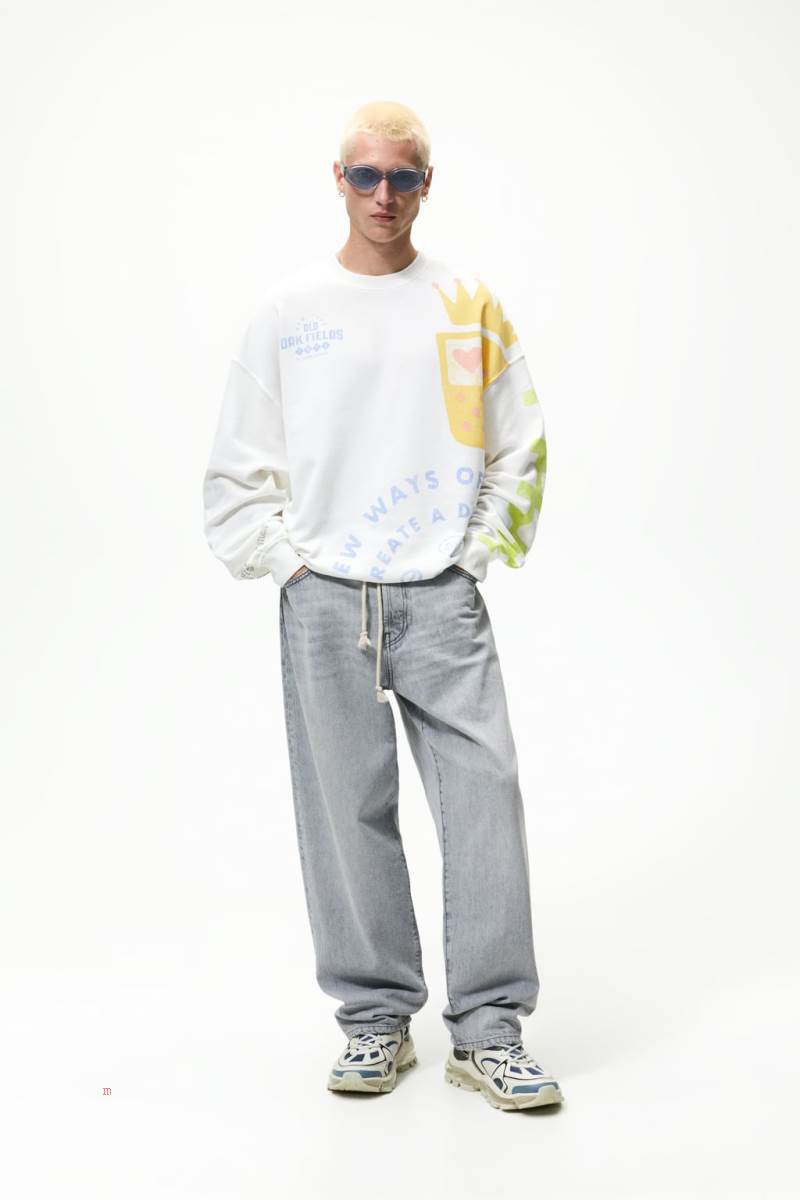 ZARA GRAPHIC PRINT Sweatshirt Herr Vita | LDPAC-3627