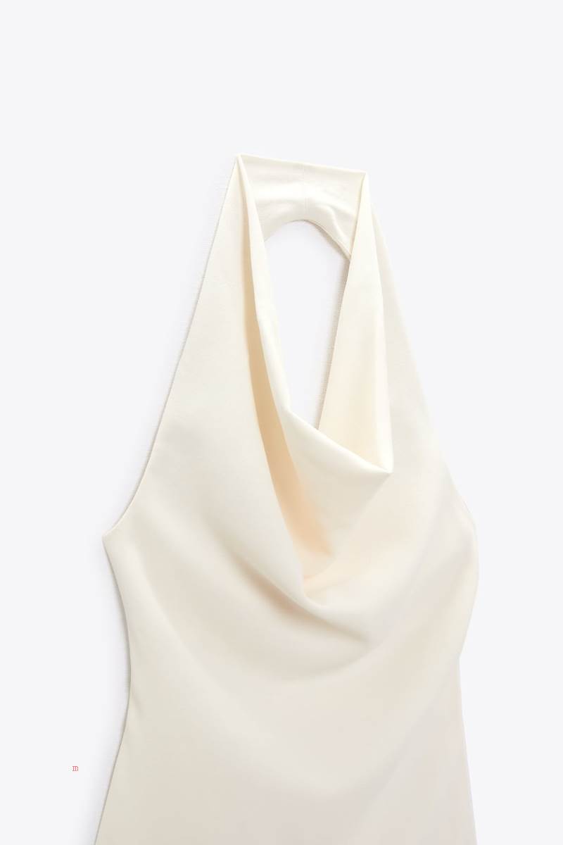 ZARA HALTERNECK Bodysuit Dam Beige | ZFNTK-9703