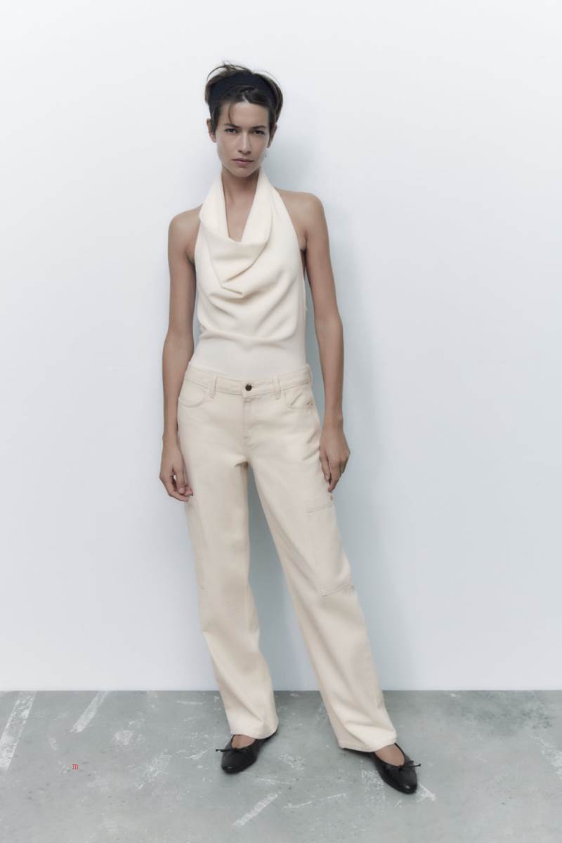 ZARA HALTERNECK Bodysuit Dam Beige | ZFNTK-9703