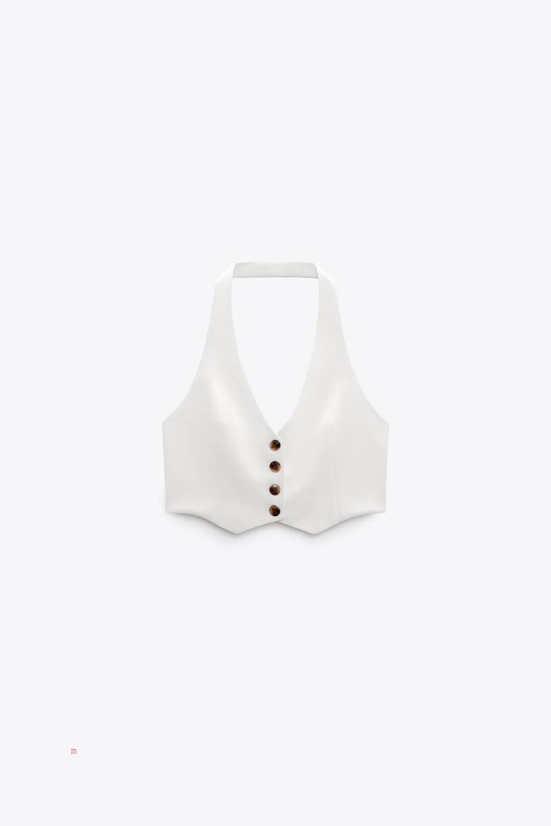 ZARA HALTERNECK Kostym Väst Dam Vita | FWQSD-8931