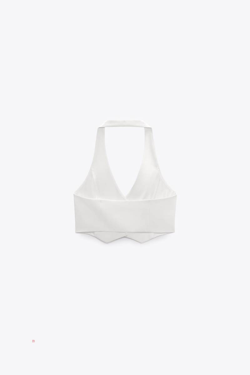 ZARA HALTERNECK Kostym Väst Dam Vita | FWQSD-8931