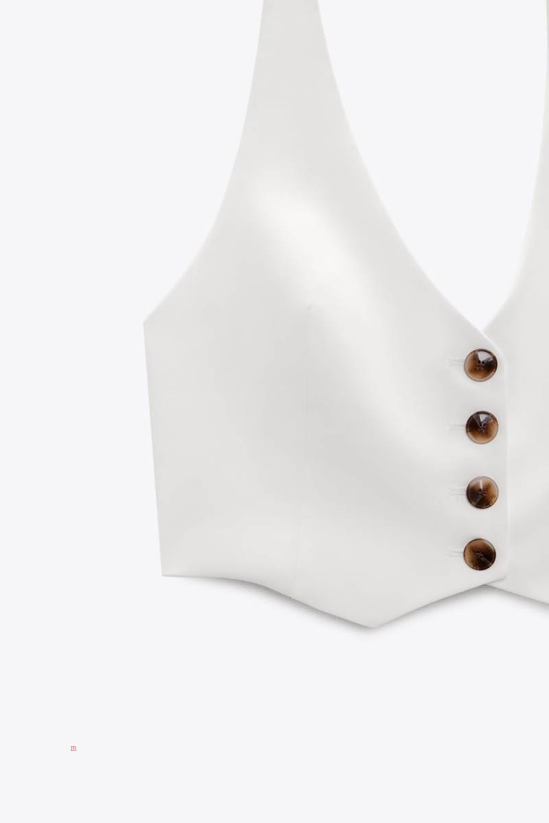 ZARA HALTERNECK Kostym Väst Dam Vita | FWQSD-8931