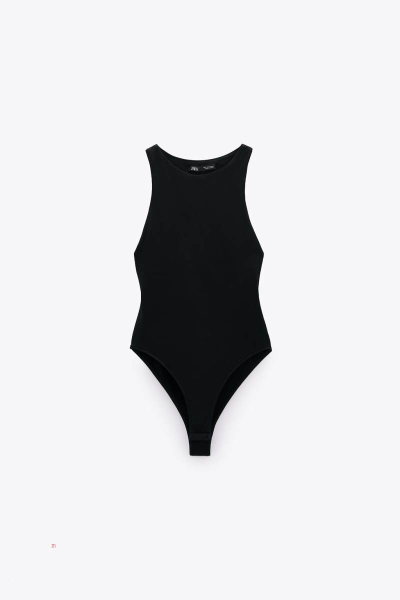 ZARA HALTER NECK Bodysuit Dam Svarta | LGMCJ-1437