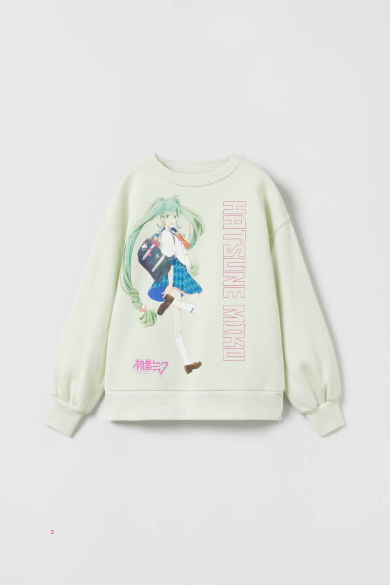 ZARA HATSUNE © Sweatshirt Tjej Ljusgröna | OIJWC-7945