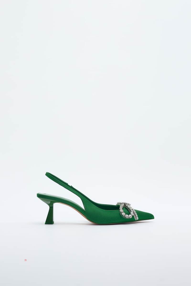 ZARA HEELED SLINGBACK WITH EMBELLISHED BOW Högklackade Skor Dam Gröna | JNRMI-9271