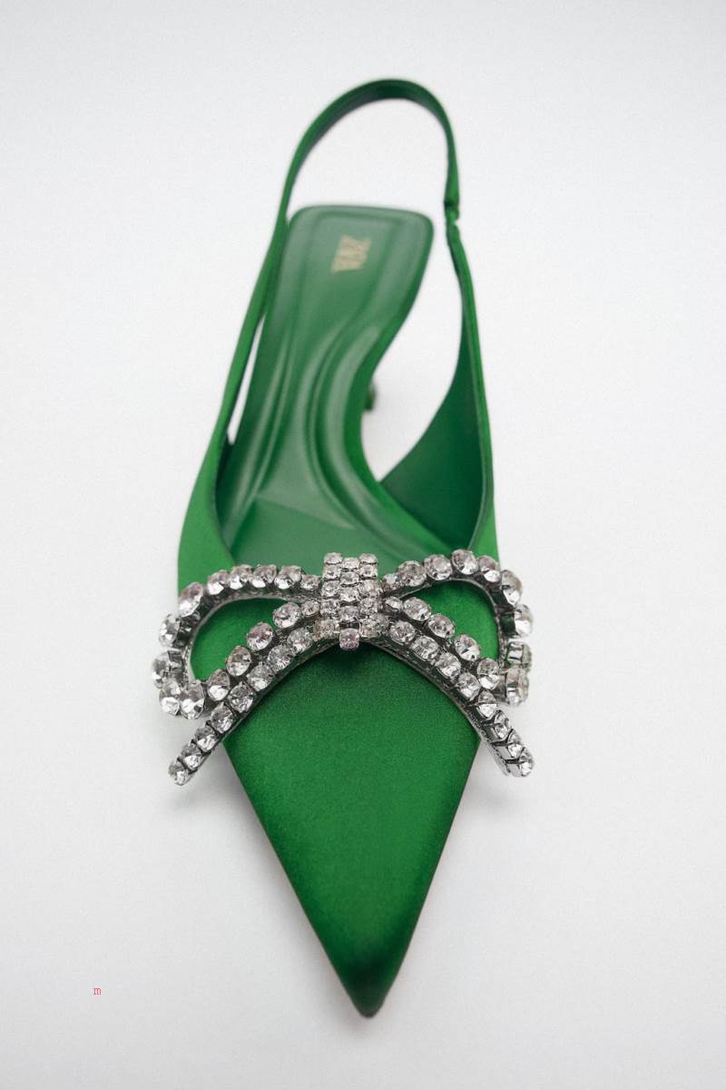 ZARA HEELED SLINGBACK WITH EMBELLISHED BOW Högklackade Skor Dam Gröna | JNRMI-9271
