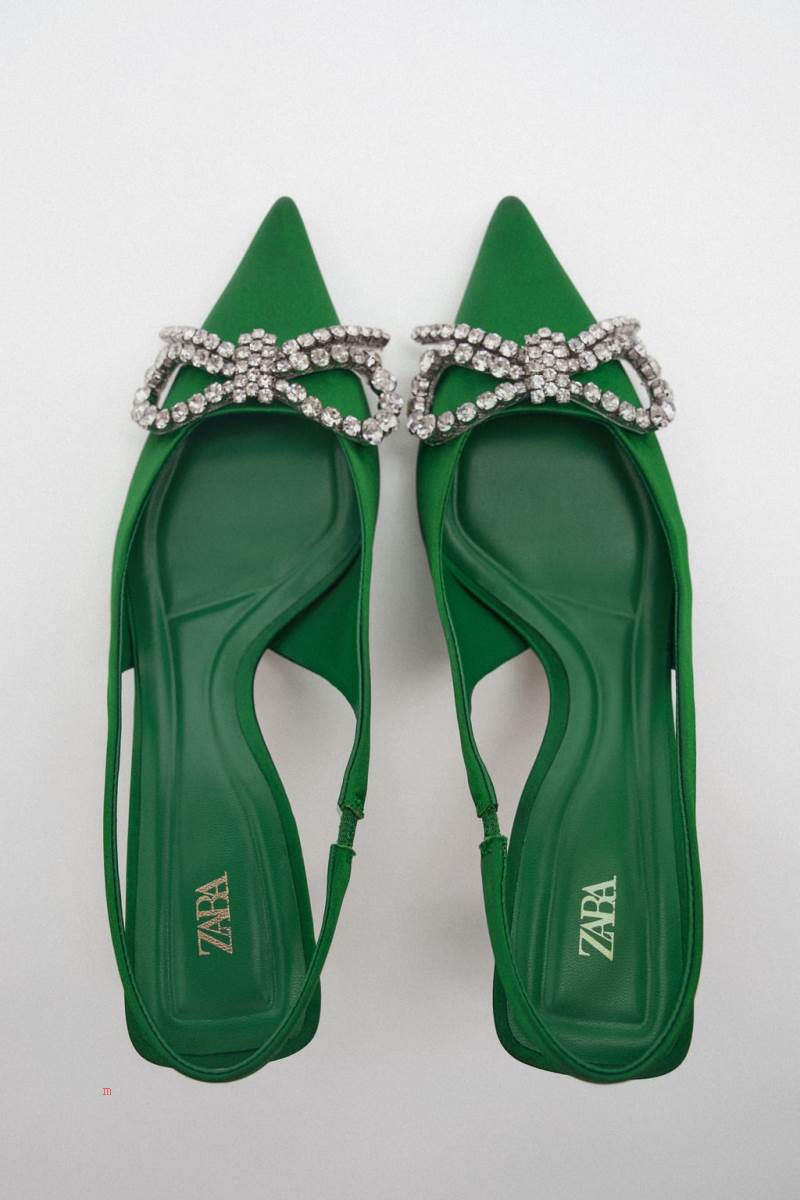 ZARA HEELED SLINGBACK WITH EMBELLISHED BOW Högklackade Skor Dam Gröna | JNRMI-9271