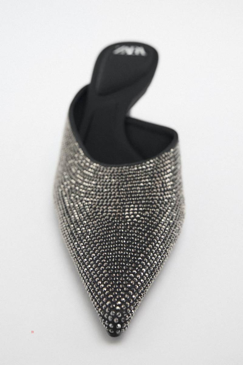 ZARA HEELED WITH RHINESTONES Klackskor Dam Svarta | QVNKA-9316