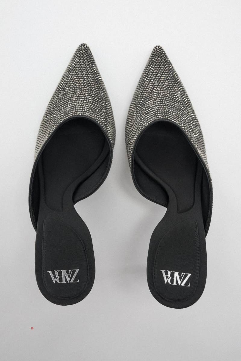 ZARA HEELED WITH RHINESTONES Klackskor Dam Svarta | QVNKA-9316