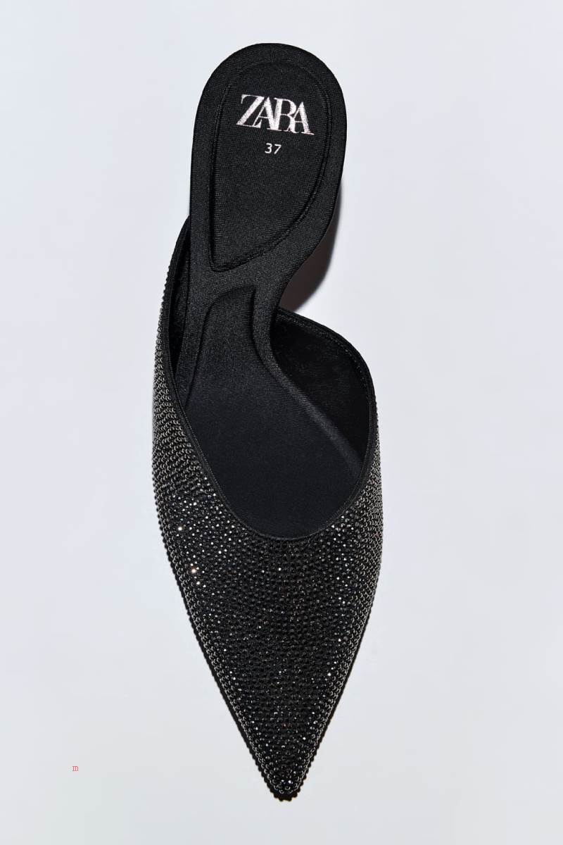 ZARA HEELED WITH RHINESTONES Klackskor Dam Svarta | QVNKA-9316