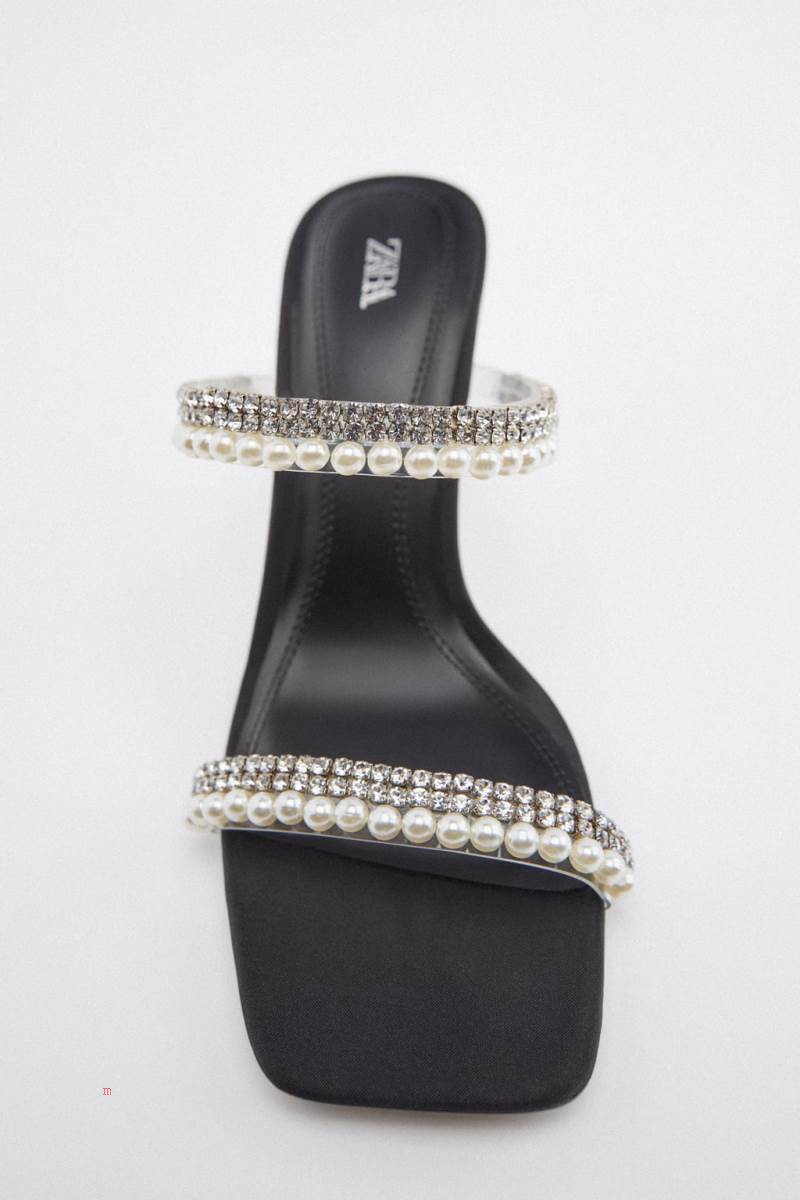 ZARA HEELED WITH RHINESTONES Sandaler Dam Svarta | SYXCT-9738
