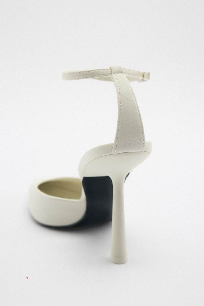 ZARA HIGH-HEEL Klackskor Dam Vita | WXECI-3642
