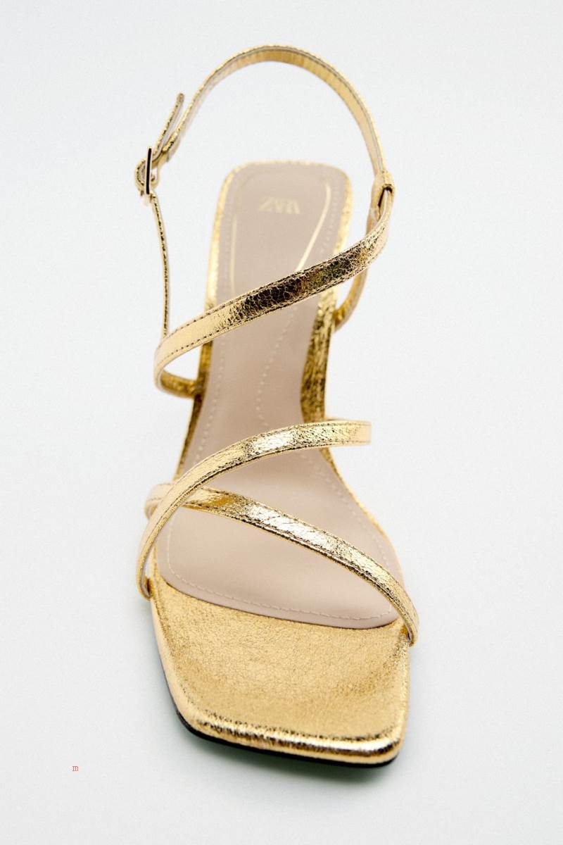 ZARA HIGH-HEEL METALLIC Sandaler Dam Guld | TSEFU-0372