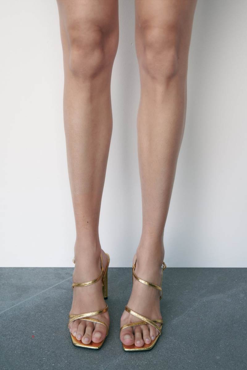 ZARA HIGH-HEEL METALLIC Sandaler Dam Guld | TSEFU-0372