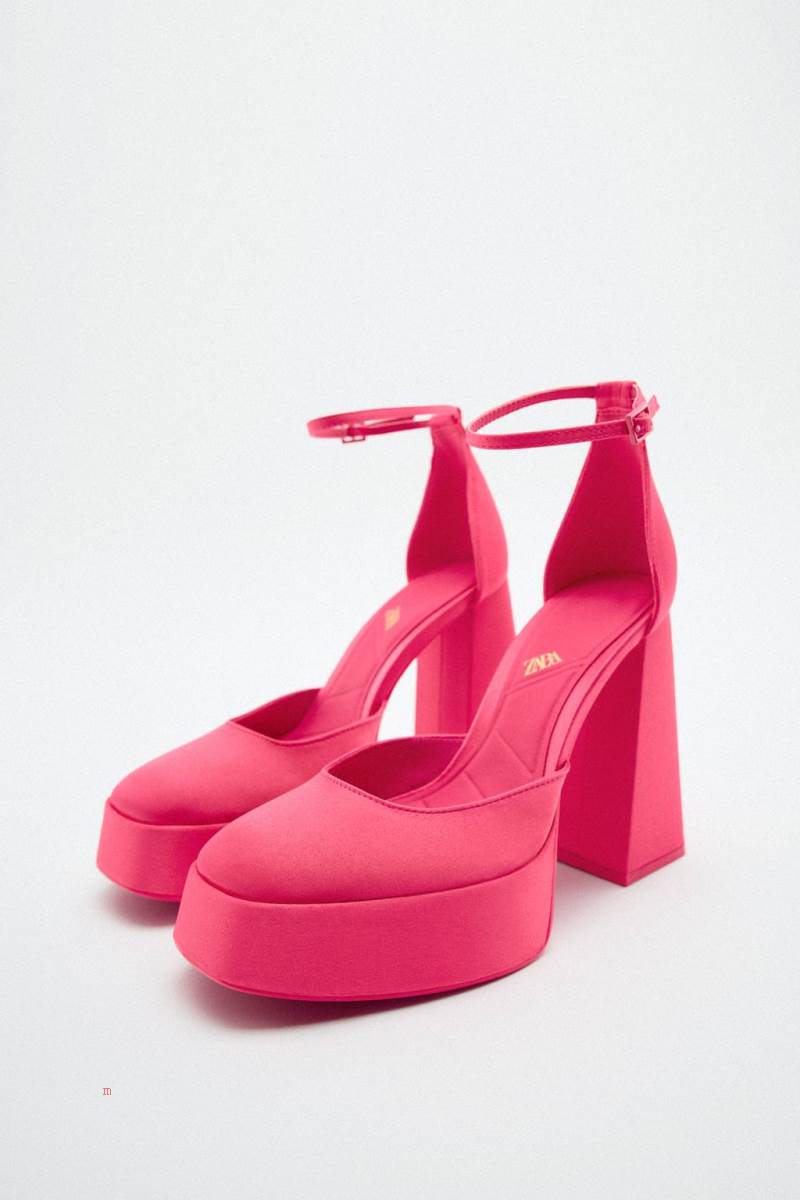 ZARA HIGH-HEEL PLATFORM Högklackade Skor Dam Rosa | TWQUI-8264