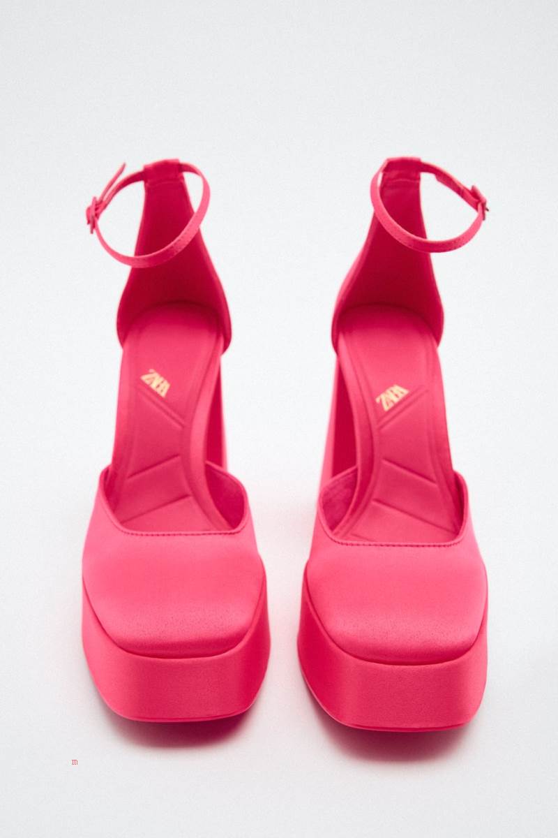 ZARA HIGH-HEEL PLATFORM Högklackade Skor Dam Rosa | TWQUI-8264