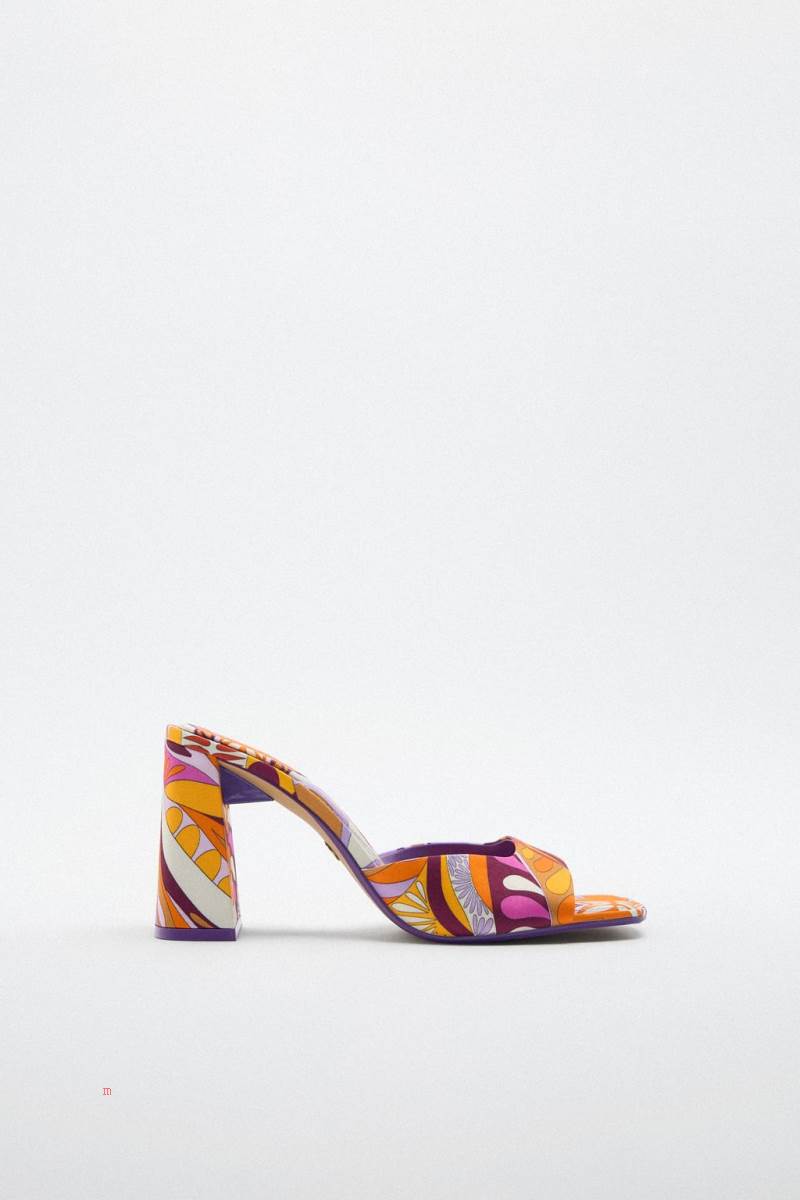 ZARA HIGH-HEEL PRINTED Sandaler Dam Olika Färger Röda | YATSJ-8432