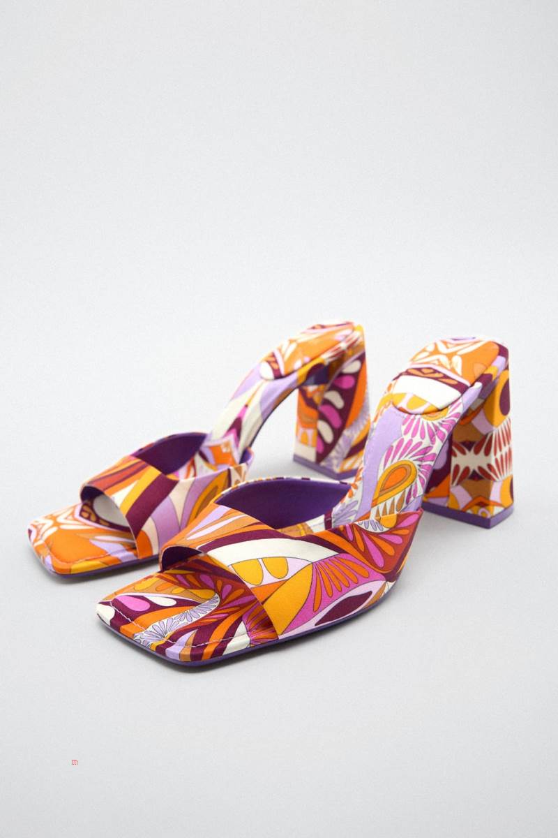 ZARA HIGH-HEEL PRINTED Sandaler Dam Olika Färger Röda | YATSJ-8432