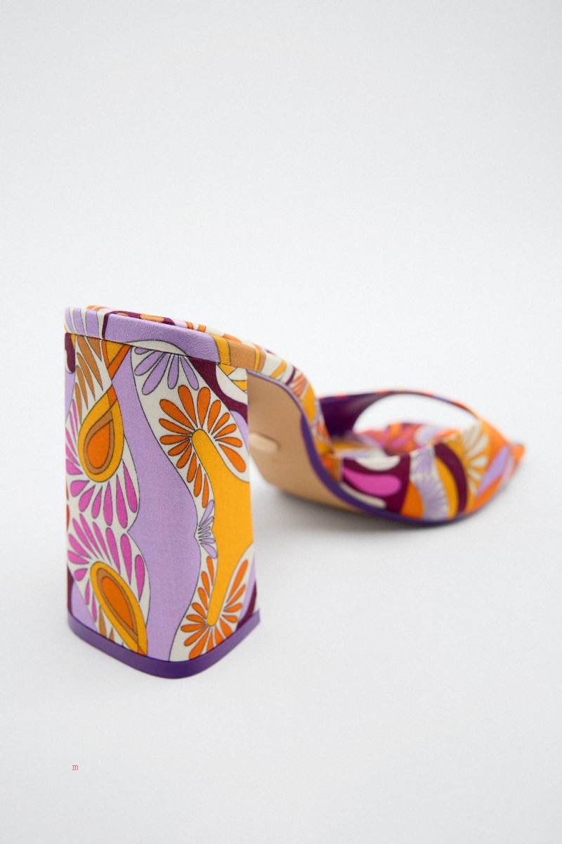ZARA HIGH-HEEL PRINTED Sandaler Dam Olika Färger Röda | YATSJ-8432