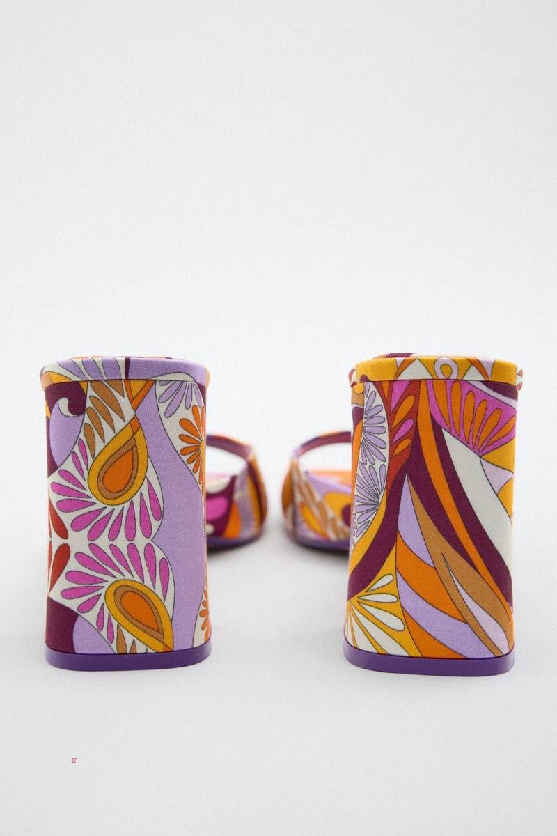 ZARA HIGH-HEEL PRINTED Sandaler Dam Olika Färger Röda | YATSJ-8432