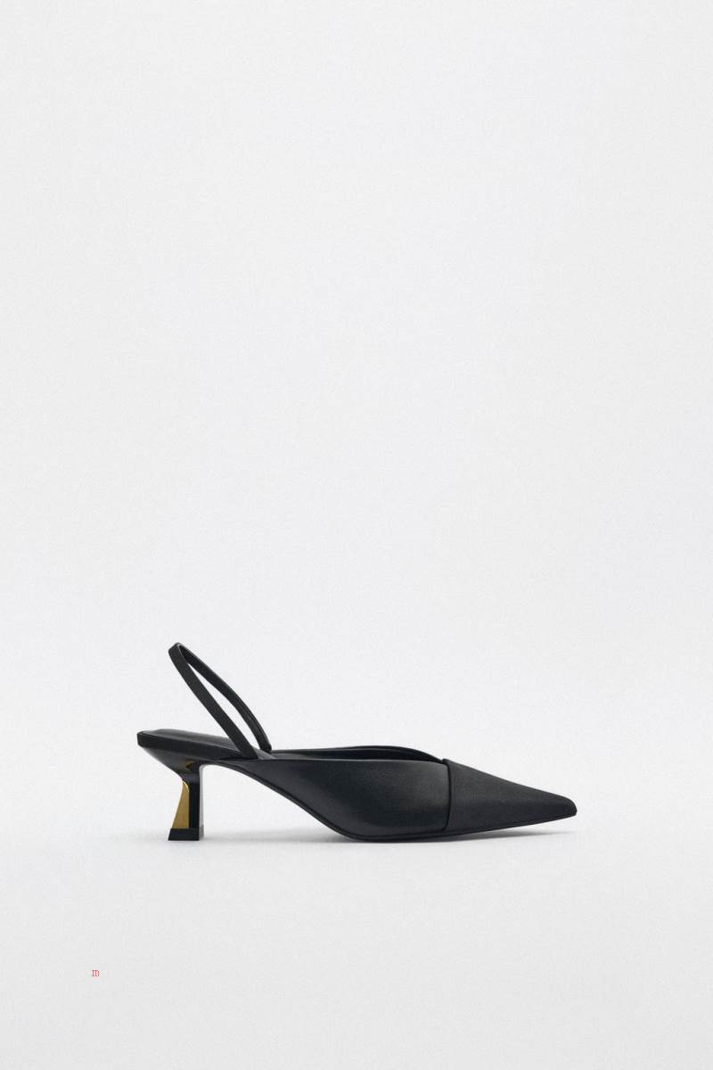 ZARA HIGH-HEEL SLINGBACK Högklackade Skor Dam Svarta | KBQPN-0245